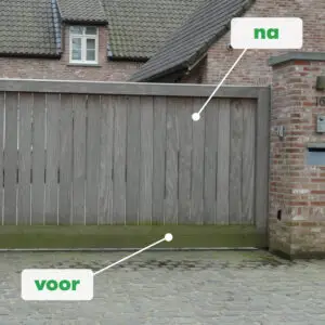 Houten poort onmossen